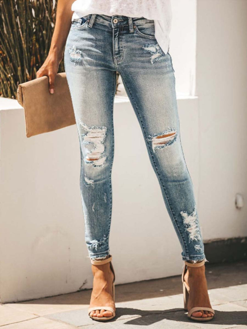 Slim Fit Distressed Jeans