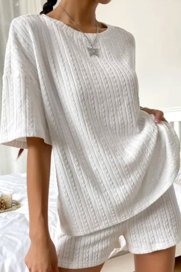 Casual And Comfortable Loose Round Neck Two-piece Set