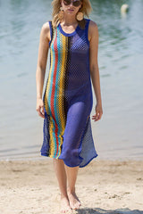 Brightest Days Colorful Stripe Slit Cover-up Dress