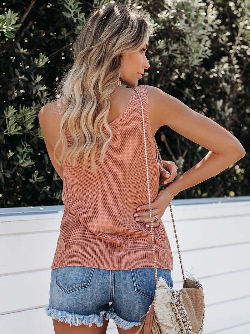 Casual V Neck Knit Vest(6 colors)