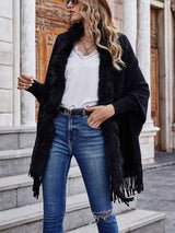 Hair collar shawl cardigan sweater