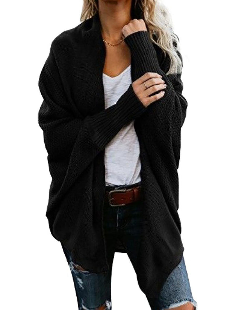 Bat sleeve plus size long knitted cardigan sweater (13 colors)