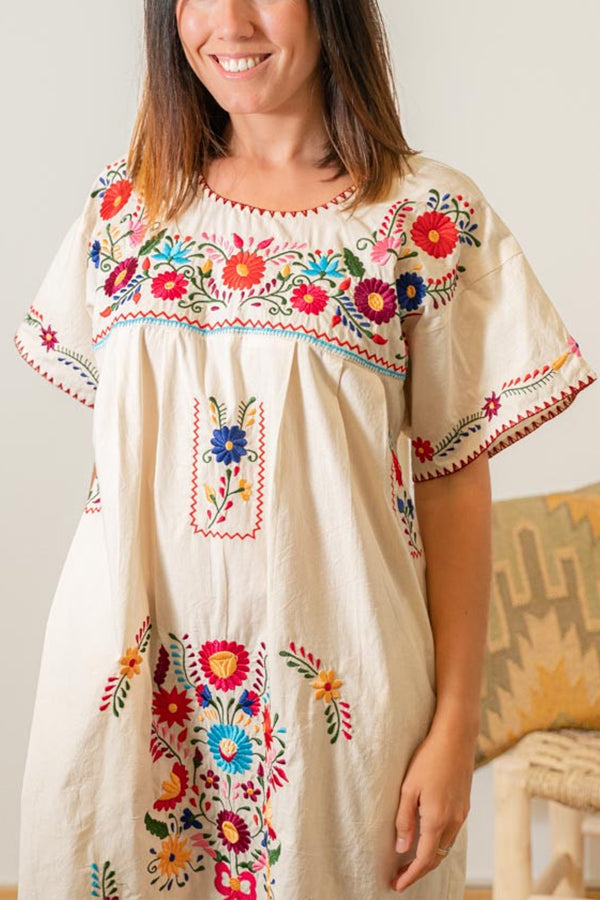 BEIGE HANDMADE MEXICAN DRESS