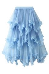 Cake skirt mid-length high waist big swing fluffy fairy gauze dress long skirt